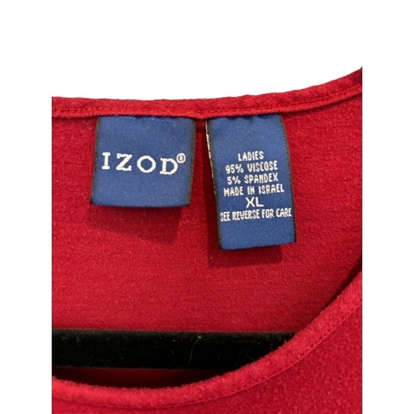 Izod Red Crew Neck Short Sleeve Women's Top T-Shirt Size XL - Picture 4 of 4